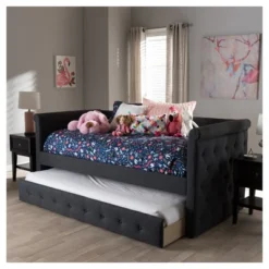 Twin Alena Modern And Contemporary Fabric Daybed With Trundle - Baxton Studio -Furniture Store GUEST 62171951 7cdb 4261 be88 ddaa15309412