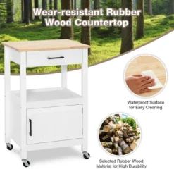 Costway Rolling Kitchen Island Cart On Wheels Bar Serving Trolley W/Drawer Cabinet BlackWhite -Furniture Store GUEST 63abb543 f43c 4e4e 8033 22be4aa34c3c