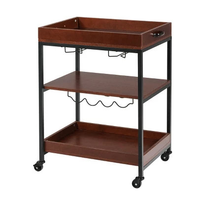 Costway 3 Tier Trolley Cart Kitchen Island Serving Bar Cart W/ Glass Holder & Wine Rack 11 Costway 3 Tier Trolley Cart Kitchen Island Serving Bar Cart W/ Glass Holder & Wine Rack - Image 9