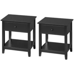 HOMCOM Side Table, Modern End Table With Storage Drawer And Shelf, Nightstand For Bedroom, Or Living Room, Set Of 2, Black -Furniture Store GUEST 64118b26 cbfd 4352 97bd 46ff1dce7441