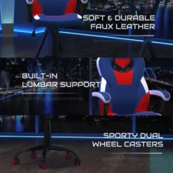 BlackArc High Back Gaming Chair With Red And Blue Faux Leather Upholstery, Adjustable Swivel Seat And Padded Flip-Up Arms -Furniture Store GUEST 642ae648 aba5 46fe a946 78ade7df5b76