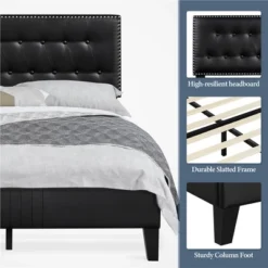 Yaheetech Upholstered Bed Frame With Button-Tufted Headboard -Furniture Store GUEST 64368027 5ced 4af2 a3bc 153a3d11c007