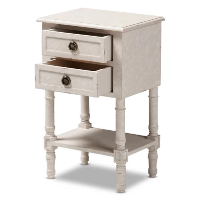Lenore Country Cottage Farmhouse 2 Drawer Nightstand White - Baxton Studio 5 Lenore Country Cottage Farmhouse 2 Drawer Nightstand White - Baxton Studio - Image 3