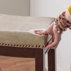 Padded Saddle Seat Barstool Hardwood - Linon -Furniture Store GUEST 64470e13 7b4c 473d 8449 afebc893ffbb