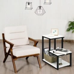 Costway 3-Tier End Table Sofa Side Table Night Stand W/ Shelf For Living Room White -Furniture Store GUEST 64ad1ab2 acc2 44a9 9c67 f9ef87c86024