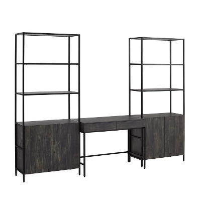 3pc Jacobsen Desk And Large Etagere Set Brown Ash - Crosley 6 3pc Jacobsen Desk And Large Etagere Set Brown Ash - Crosley - Image 4