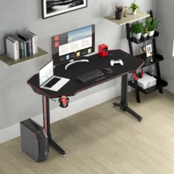 Costway 55'' Gaming Desk T-shaped Computer Desk W/ Full Mouse Pad & LED Lights -Furniture Store GUEST 66ca092c eb35 437a b591 92abb1ffe79c