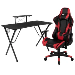 BlackArc Delta Gaming Setup: Reclining Chair With Lumbar Support & Headrest; Desk With Detachable Headphone Hook/Cupholder & Monitor Stand -Furniture Store GUEST 6815d124 939a 4e5f be71 3d1f9fa0c351