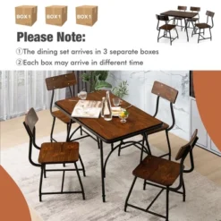Costway Dining Table Set 5-Piece Kitchen Dining Table Set Rectangula For 5 W/Metal Frame -Furniture Store GUEST 68494efe 1df4 410b 80bc 8e39b246d37d