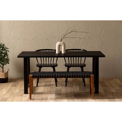 Balka Woven Leather Bench Matte Black - South Shore 3 Balka Woven Leather Bench Matte Black - South Shore