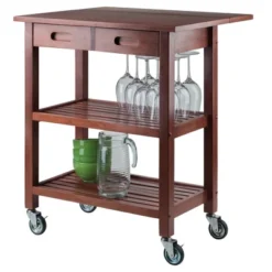 Jonathan Kitchen Cart Walnut - Winsome -Furniture Store GUEST 6a069312 6a93 46ce 875d 8e32f5cd9b79