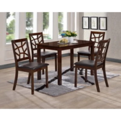 7pc Mozaika Wood And Leather Contemporary Dining Set Black - Baxton Studio 6 7pc Mozaika Wood And Leather Contemporary Dining Set Black - Baxton Studio - Image 4