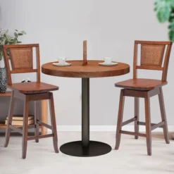 Costway Set Of 2/4 Swivel Bar Stools Counter Height Rubber Wood Pub Chairs W/ Rattan Back 15 Costway Set Of 2/4 Swivel Bar Stools Counter Height Rubber Wood Pub Chairs W/ Rattan Back -Furniture Store GUEST 6acb3e1b d837 426f 8cf2 c82040faac36