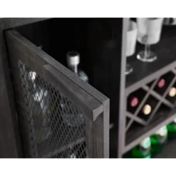 Home Source Bar Cabinet With Two Curved Glass Doors In Charcoal Finish -Furniture Store GUEST 6be51ec5 e95d 4de3 995c 8f83d064c812