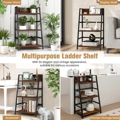 Costway 3-Tier Ladder Bookshelf Industrial Storage Rack Bookcase Plant Display Shelf 9 Costway 3-Tier Ladder Bookshelf Industrial Storage Rack Bookcase Plant Display Shelf - Image 7