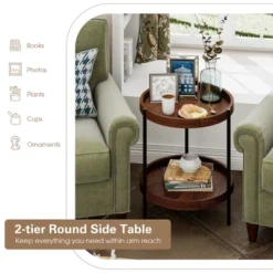 Costway 2-tier Round Side End Table Storage Shelf Rubber Wood Accent Nightstand 19 Costway 2-tier Round Side End Table Storage Shelf Rubber Wood Accent Nightstand -Furniture Store GUEST 6c2e316f 990e 423d 9f0d 08af8ed86d16