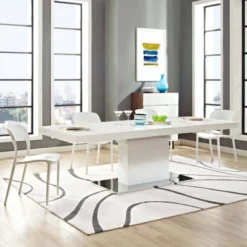 Vector Extendable Dining Table White Silver - Modway 13 Vector Extendable Dining Table White Silver - Modway -Furniture Store GUEST 6c58caa2 e575 4054 982f 5d85008cf295