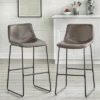 Set Of 2 30" Draper Metal Counter Height Barstool Brown Faux Leather/Black - Buylateral -Furniture Store GUEST 6c803997 2f8f 45ef 9be6 8f4684e93417