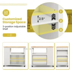 Costway Kitchen Island Trolley Cart On Wheels With Storage Open Shelves & Drawer White/Brown 17 Costway Kitchen Island Trolley Cart On Wheels With Storage Open Shelves & Drawer White/Brown -Furniture Store GUEST 6cd29548 0de8 417b a3ce 90f3a4afeac5