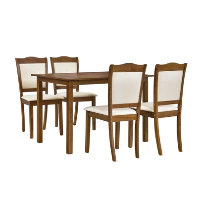 5-Piece Wood Dining Table Set With Upholstered Chairs-ModernLuxe 5 5-Piece Wood Dining Table Set With Upholstered Chairs-ModernLuxe - Image 3