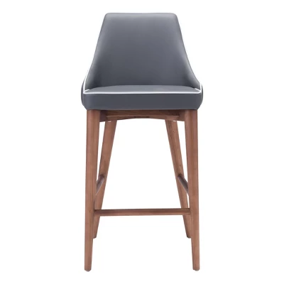 26" Wing Back Faux Leather Counter Height Barstool - Dark Gray - ZM Home 4 26" Wing Back Faux Leather Counter Height Barstool - Dark Gray - ZM Home - Image 2