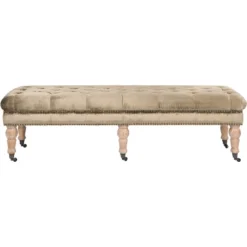 Barney Tufted Bench W/ Brass Nail Heads - Safavieh -Furniture Store GUEST 6e3cb60d 1386 465f 9bb7 2825935c1c26