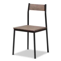 5pc Dining Set Metal And Mave Wood Walnut/Black - Baxton Studio