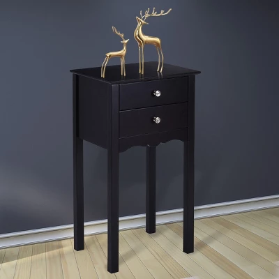 Costway Side Table End Accent Table Night Stand W/ 2 Drawers Furniture Black 3 Costway Side Table End Accent Table Night Stand W/ 2 Drawers Furniture Black