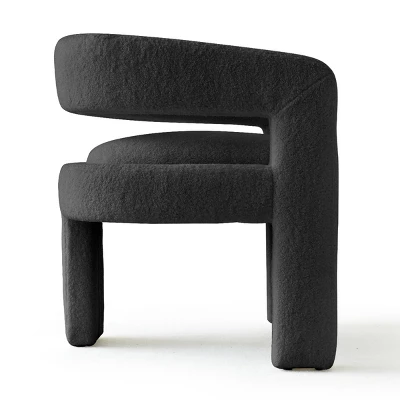 ZEN 25" Wide Contemporary Design Faux Shearling Boasting Curved Streamlined Silhouette Armrest Accent Barrel Chair-The Pop Maison 5 ZEN 25" Wide Contemporary Design Faux Shearling Boasting Curved Streamlined Silhouette Armrest Accent Barrel Chair-The Pop Maison - Image 3