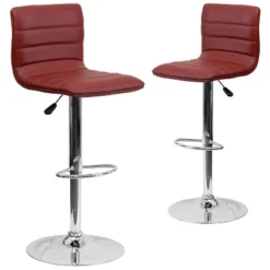 Emma And Oliver Modern Vinyl Adjustable Height Barstool With Horizontal Stitch Back, Set Of 2 -Furniture Store GUEST 6ec903e3 26f6 4fe5 bfe4 8491686ba9a5