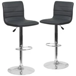 Emma And Oliver Modern Vinyl Adjustable Height Barstool With Horizontal Stitch Back, Set Of 2 -Furniture Store GUEST 6ecb73cd b4c1 4c91 afa3 9c60bf3599da