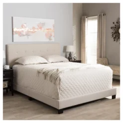 Brookfield Modern And Contemporary Fabric Upholstered Grid - Tufting Bed - Queen - Baxton Studio -Furniture Store GUEST 6f4f0bc3 d601 46a3 83b7 54f085390e58