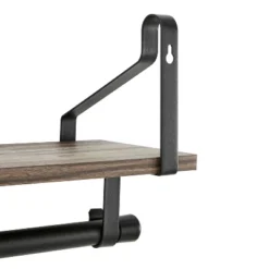 6 Hook Amelia Wall Shelf With Hanging Rod Black/Rustic - Danya B. -Furniture Store GUEST 70a62b8e e15c 4dc8 99e4 a7adcb4dca31