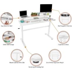 Tranzendesk Standing Desk With Clamp-On Shelf - 55" Sit To Stand Workstation With 55” Monitor Stand - White - Stand Steady -Furniture Store GUEST 71d7a2b0 c3cd 4d15 9266 4126bb6aca9e