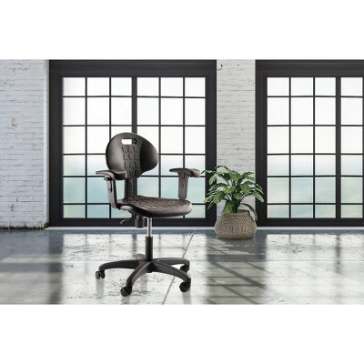 16"-21" Adjustable Height Polyurethane Task Office Chair With Arms Black- Hampden Furnishings 12 16"-21" Adjustable Height Polyurethane Task Office Chair With Arms Black- Hampden Furnishings - Image 10