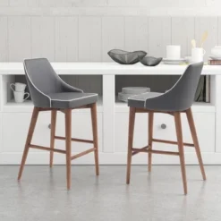 26" Wing Back Faux Leather Counter Height Barstool - Dark Gray - ZM Home 13 26" Wing Back Faux Leather Counter Height Barstool - Dark Gray - ZM Home -Furniture Store GUEST 729c9c70 1df8 43d4 a968 c51fd8e6fb28