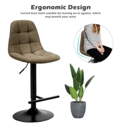 Costway Set Of 2 Adjustable Bar Stools Swivel Counter Height Linen Chairs With Back Brown -Furniture Store GUEST 72ee5ab4 9889 4b08 90dc e8271bf4606b