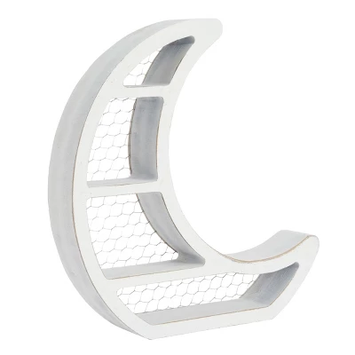 Farmlyn Creek Small Wooden Crescent Moon Wall Shelf For Crystals & Essential Oils, Rustic Home Wall Decor For Nursery, White, 10.7 X 11.2 X 2 In 10 Farmlyn Creek Small Wooden Crescent Moon Wall Shelf For Crystals & Essential Oils, Rustic Home Wall Decor For Nursery, White, 10.7 X 11.2 X 2 In - Image 8