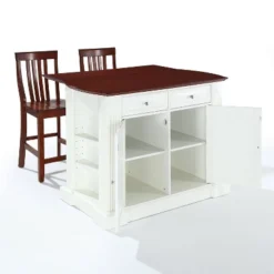 Coventry Drop Leaf Top Kitchen Island With 2 School House Stools White - Crosley -Furniture Store GUEST 742f855b 860f 4895 ab4e d2399f8fe27a