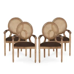 Set Of 4 Judith French Country Wood And Cane Upholstered Dining Chairs - Christopher Knight Home -Furniture Store GUEST 75054989 225a 4f8f a74f 58e226fd4b38