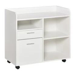 Vinsetto Filing Cabinet Printer Stand Mobile Lateral File Cabinet With 2 Drawers, 3 Open Storage Shelves For Home Office Organization, White -Furniture Store GUEST 7536d6e2 4741 4636 b3a3 eab0d1475d10