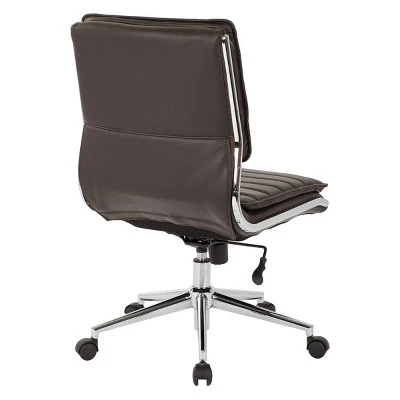 Armless Mid Back Manager's Faux Leather Chair With Chrome Base - OSP Designs 5 Armless Mid Back Manager's Faux Leather Chair With Chrome Base - OSP Designs - Image 3