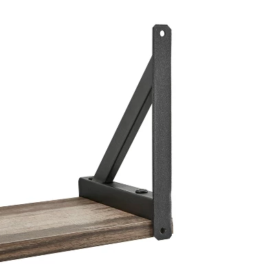 Genoa Wall Shelf On Triangular Metal Bracket Black/Rustic - Danya B. 7 Genoa Wall Shelf On Triangular Metal Bracket Black/Rustic - Danya B. - Image 5