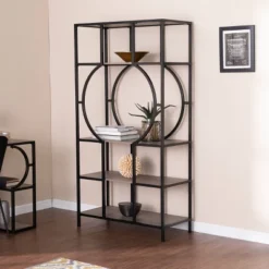 68.25" Vikrin 5 Tier Bookshelf Natural/Black - Aiden Lane -Furniture Store GUEST 75fabc0d 8a81 4b9b a533 71ba9ac843c4