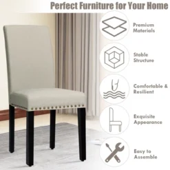 Costway Set Of 4 Fabric Dining Chairs W/Nailhead Trim -Furniture Store GUEST 769d4f23 13ac 47ba 8cfe b0c08528609a