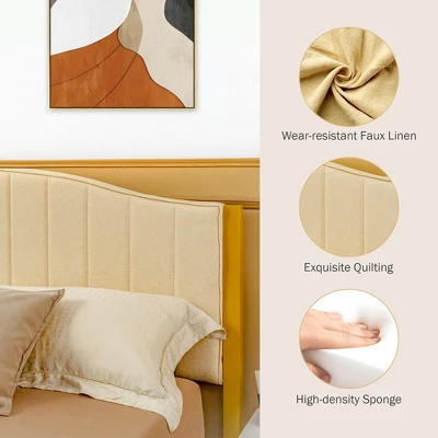 Costway FullQueen Size Upholstered Bed Frame Mattress Foundation Platform Quilted Headboard 10 Costway FullQueen Size Upholstered Bed Frame Mattress Foundation Platform Quilted Headboard - Image 8