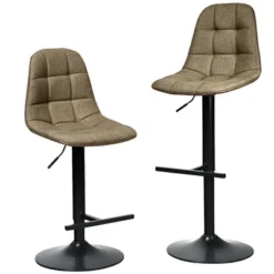 Costway Set Of 2 Adjustable Bar Stools Swivel Counter Height Linen Chairs With Back Brown -Furniture Store GUEST 77197753 a67d 483c a374 a37bb0f99108