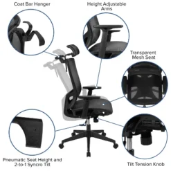 Flash Furniture Ergonomic Black Mesh Office Chair-Synchro-Tilt, Pivot Headrest, Adjustable Arms 16 Flash Furniture Ergonomic Black Mesh Office Chair-Synchro-Tilt, Pivot Headrest, Adjustable Arms -Furniture Store GUEST 7796d0de 6974 47d3 bfaa 25a0eb4656b7