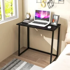 Costway Folding Computer Desk No Assembly Study Writing Table For Small Spaces Walnut/Black/Brown/White -Furniture Store GUEST 77ca32e8 697f 45b1 adf6 5ceaee986ec6