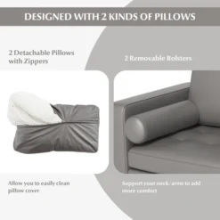 Costway Modern Loveseat 2-Seat Sofa Couch With 2 Bolsters Side Storage Pocket Grey/Red -Furniture Store GUEST 77ce8d79 4690 4350 8987 d01a7be26feb